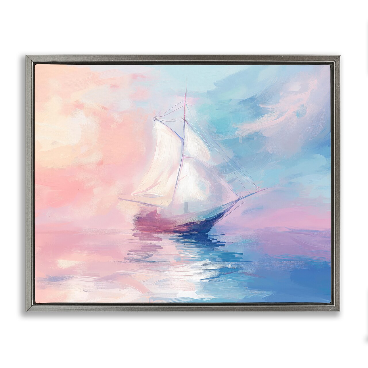 Stupell Industries Soft Pastel Sea Vessel Floating Frame Design by Arlington Prints